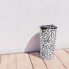Fun black line doodle art pattern Travel Mug Gallery Image 4