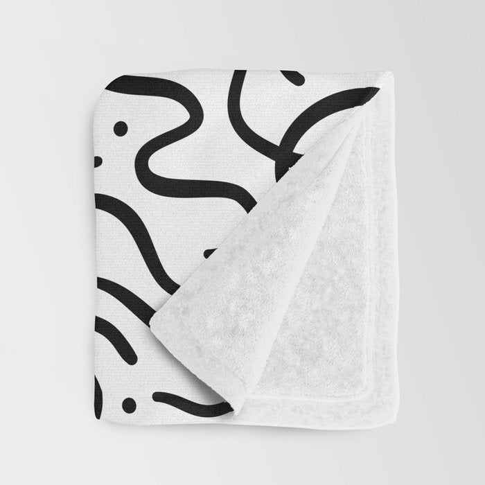 Fun black line doodle art pattern Throw Blanket Gallery Image 3