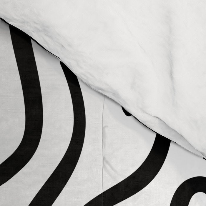Fun black line doodle art pattern Comforter Gallery Image 4