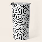 Fun black line doodle art pattern Travel Mug Gallery Image 3
