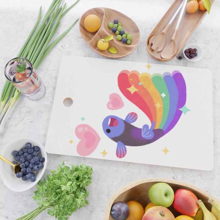 Rainbow guppy 6 Cutting Board Gallery Image 2