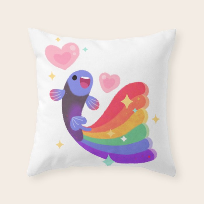 Rainbow guppy 6 Throw Pillow Gallery Image 6