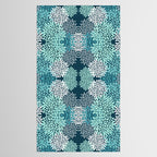 Modern Flowers Print, Teal and White Tablecloth Gallery Image 2