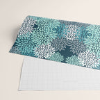 Modern Flowers Print, Teal and White Wrapping Paper Gallery Image 2