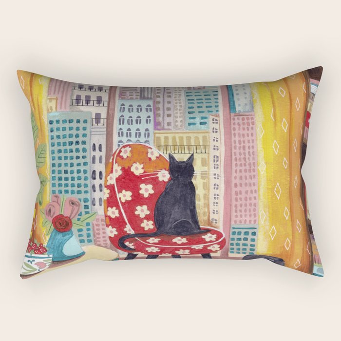 Cat in Window New York city Rectangular Pillow Gallery Image 2