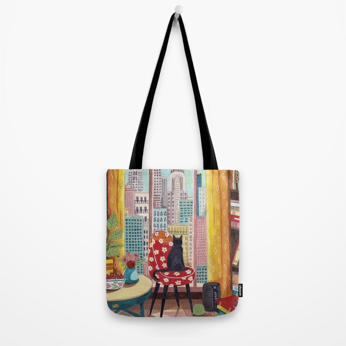 Cat in Window New York city Tote Bag Gallery Image 2