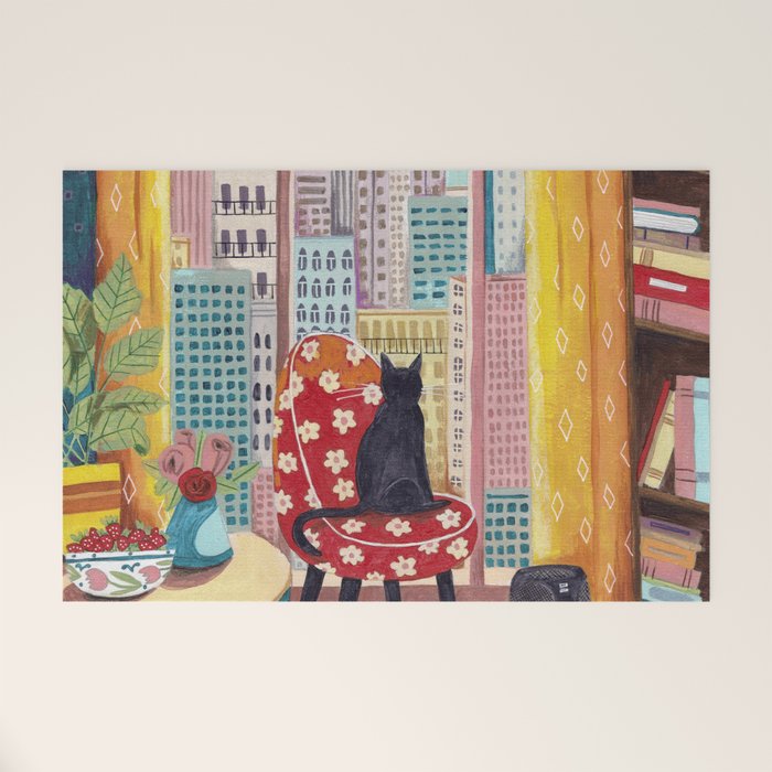 Cat in Window New York city Welcome Mat Gallery Image 1
