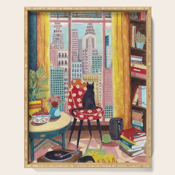 Cat in Window New York city Serving Tray Gallery Image 1