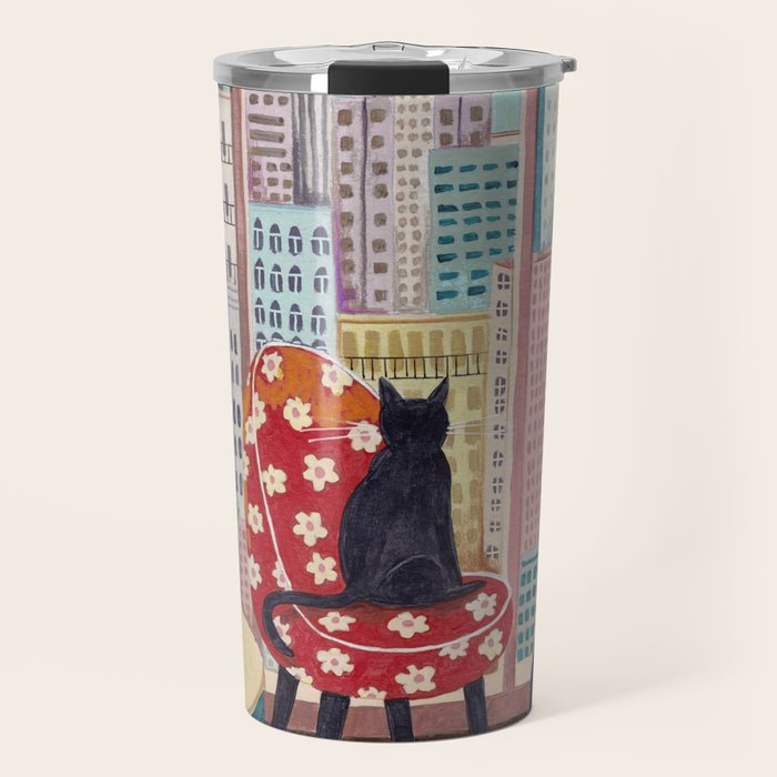 Cat in Window New York city Travel Mug Gallery Image 1
