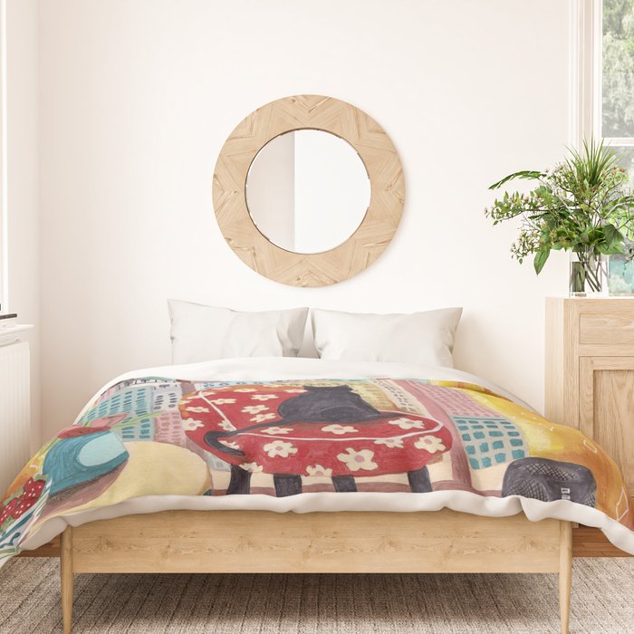 Cat in Window New York city Duvet Cover Gallery Image 3