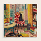 Cat in Window New York city Wood Wall Art Gallery Image 1