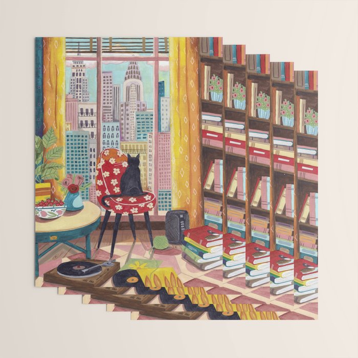 Cat in Window New York city Wrapping Paper Gallery Image 3