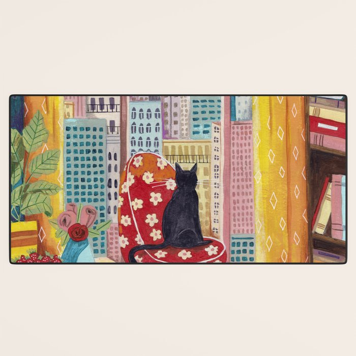 Cat in Window New York city Desk Mat Gallery Image 3