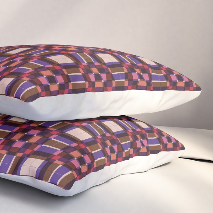 Optical Checkered Grid Pattern  Retro Illusion Design in Red Pink and Black Pillow Sham Gallery Image 3