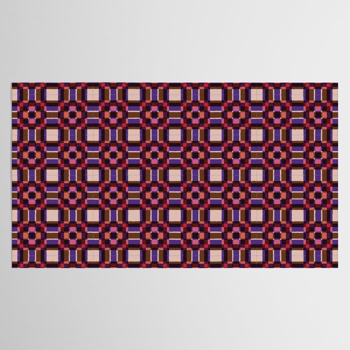 Optical Checkered Grid Pattern  Retro Illusion Design in Red Pink and Black Tablecloth Gallery Image 2