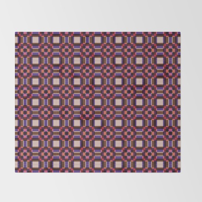 Optical Checkered Grid Pattern  Retro Illusion Design in Red Pink and Black Throw Blanket Gallery Image 2