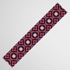 Optical Checkered Grid Pattern  Retro Illusion Design in Red Pink and Black Table Runner Gallery Image 3