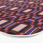 Optical Checkered Grid Pattern  Retro Illusion Design in Red Pink and Black Bath Mat Gallery Image 3