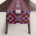 Optical Checkered Grid Pattern  Retro Illusion Design in Red Pink and Black Table Runner Gallery Image 1