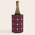 Optical Checkered Grid Pattern  Retro Illusion Design in Red Pink and Black Wine Chiller Gallery Image 1