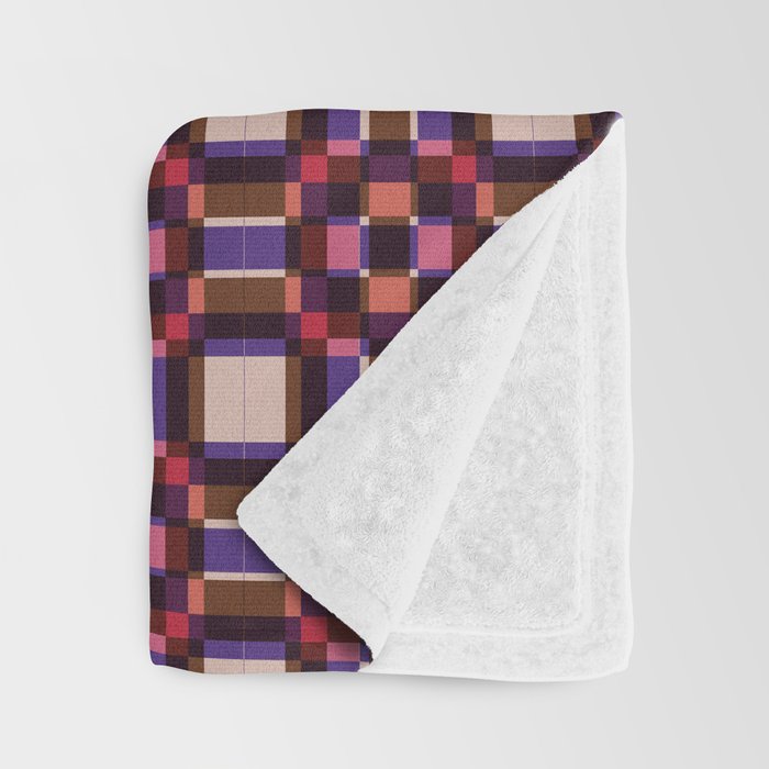 Optical Checkered Grid Pattern  Retro Illusion Design in Red Pink and Black Throw Blanket Gallery Image 3