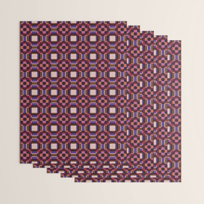Optical Checkered Grid Pattern  Retro Illusion Design in Red Pink and Black Wrapping Paper Gallery Image 3