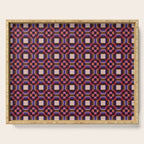 Optical Checkered Grid Pattern  Retro Illusion Design in Red Pink and Black Serving Tray Gallery Image 1