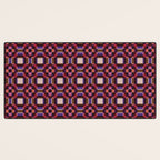 Optical Checkered Grid Pattern  Retro Illusion Design in Red Pink and Black Desk Mat Gallery Image 3