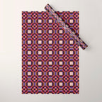 Optical Checkered Grid Pattern  Retro Illusion Design in Red Pink and Black Wrapping Paper Gallery Image 1