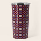Optical Checkered Grid Pattern  Retro Illusion Design in Red Pink and Black Travel Mug Gallery Image 1