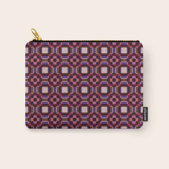 Optical Checkered Grid Pattern  Retro Illusion Design in Red Pink and Black Carry All Pouch Gallery Image 1