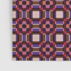 Optical Checkered Grid Pattern  Retro Illusion Design in Red Pink and Black Poster Gallery Image 3