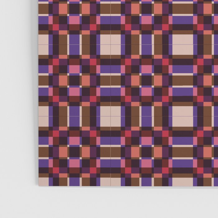 Optical Checkered Grid Pattern  Retro Illusion Design in Red Pink and Black Poster Gallery Image 3