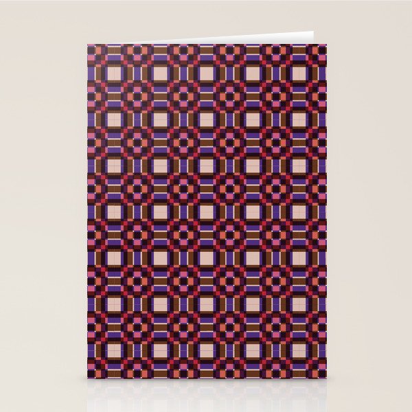 Optical Checkered Grid Pattern  Retro Illusion Design in Red Pink and Black Stationery Card Gallery Image 2