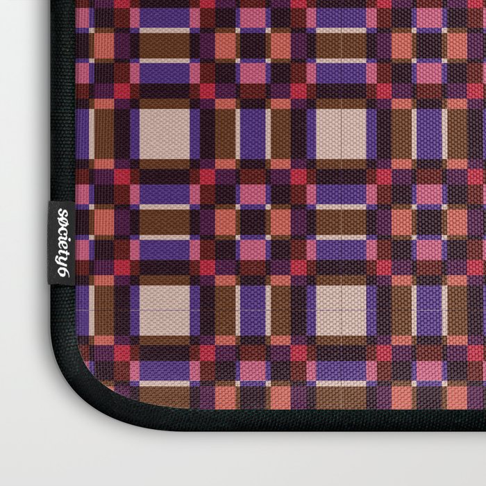 Optical Checkered Grid Pattern  Retro Illusion Design in Red Pink and Black Laptop Sleeve Gallery Image 3