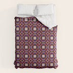 Optical Checkered Grid Pattern  Retro Illusion Design in Red Pink and Black Duvet Cover Gallery Image 6