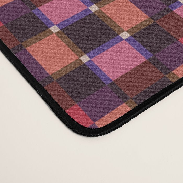 Optical Checkered Grid Pattern  Retro Illusion Design in Red Pink and Black Desk Mat Gallery Image 4