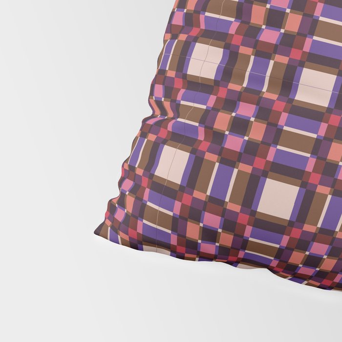 Optical Checkered Grid Pattern  Retro Illusion Design in Red Pink and Black Pillow Sham Gallery Image 4