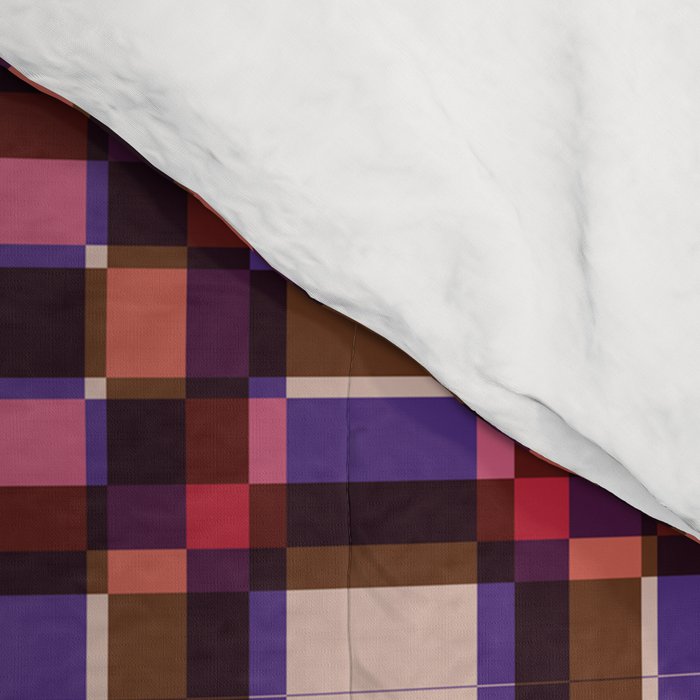 Optical Checkered Grid Pattern  Retro Illusion Design in Red Pink and Black Comforter Gallery Image 4