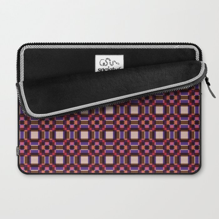 Optical Checkered Grid Pattern  Retro Illusion Design in Red Pink and Black Laptop Sleeve Gallery Image 2