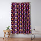 Optical Checkered Grid Pattern  Retro Illusion Design in Red Pink and Black Window Curtain Gallery Image 5