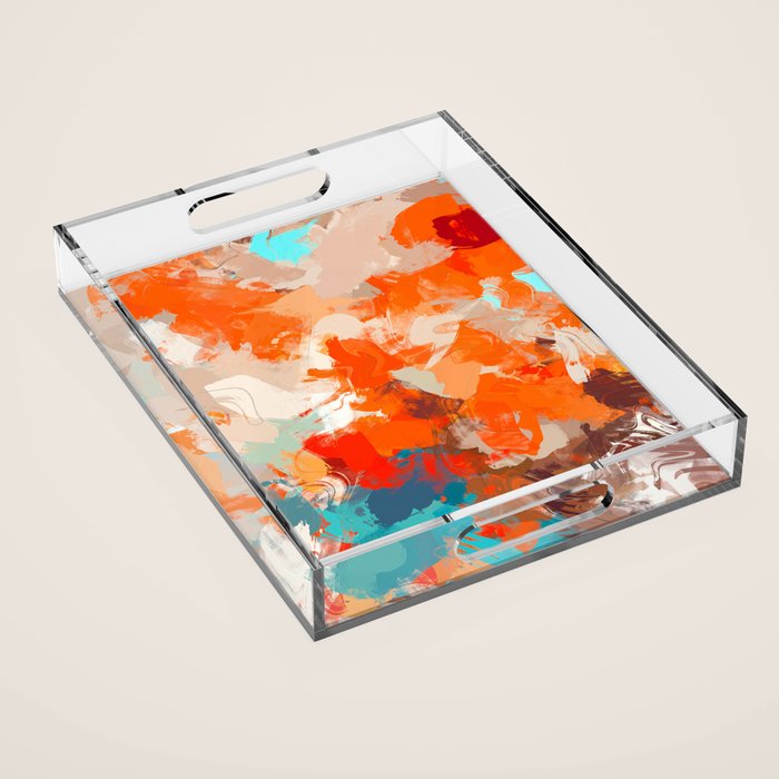 Pleasure, Abstract Painting Summer, Positivity Modern Bohemian Pop of Color Bright Good Vibes Acrylic Tray Gallery Image 1