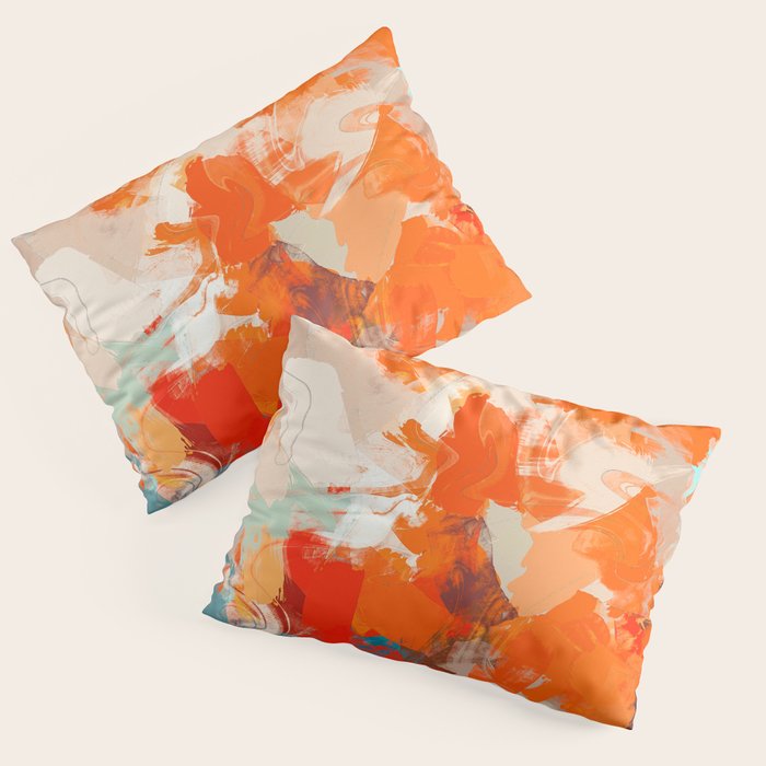 Pleasure, Abstract Painting Summer, Positivity Modern Bohemian Pop of Color Bright Good Vibes Pillow Sham Gallery Image 1