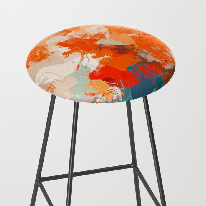 Pleasure, Abstract Painting Summer, Positivity Modern Bohemian Pop of Color Bright Good Vibes Stool Gallery Image 2
