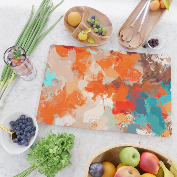 Pleasure, Abstract Painting Summer, Positivity Modern Bohemian Pop of Color Bright Good Vibes Cutting Board Gallery Image 2
