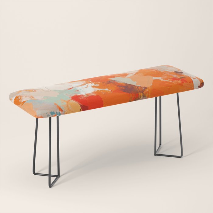 Pleasure, Abstract Painting Summer, Positivity Modern Bohemian Pop of Color Bright Good Vibes Bench Gallery Image 1
