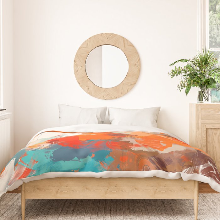 Pleasure, Abstract Painting Summer, Positivity Modern Bohemian Pop of Color Bright Good Vibes Duvet Cover Gallery Image 3