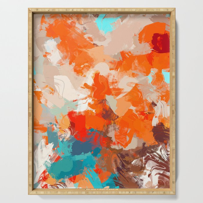 Pleasure, Abstract Painting Summer, Positivity Modern Bohemian Pop of Color Bright Good Vibes Serving Tray Gallery Image 1