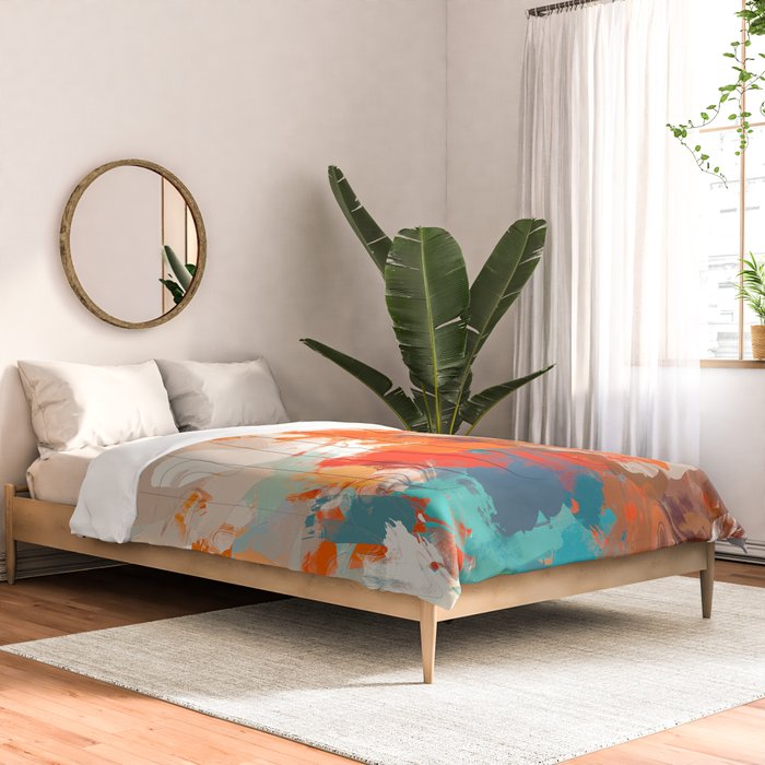Pleasure, Abstract Painting Summer, Positivity Modern Bohemian Pop of Color Bright Good Vibes Comforter Gallery Image 2