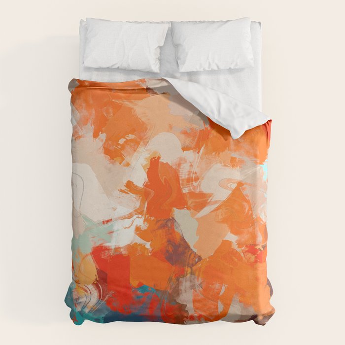Pleasure, Abstract Painting Summer, Positivity Modern Bohemian Pop of Color Bright Good Vibes Duvet Cover Gallery Image 6
